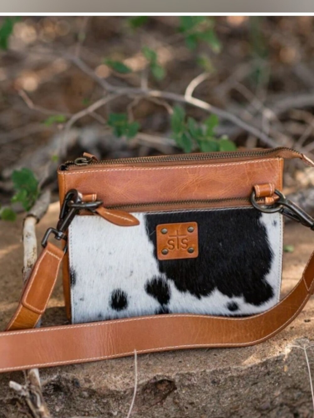 STS RANCHWEAR Basic Bliss Brown Leather Cowhide Lily Crossbody Bag